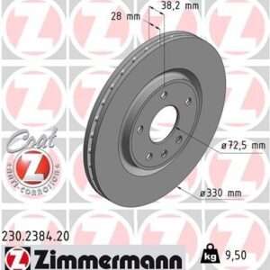 ZIMMERMANN Bremsscheiben Innenbelüftet Vorne Rechts Links für FIAT Freemont LANCIA Voyager VW Routan CHRYSLER Grand V DODGE Journey Caravan