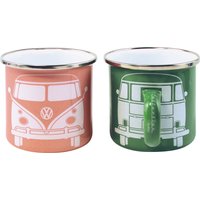 VW Collection T1 Bus Emaille Tassen Set 2 Stück 350 ml Grün / Rosa - Becher und Tassen EAN:0600514902380