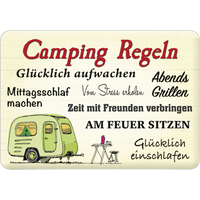 Blechschild Camping Regeln  - Outdoorzubehör von Blechwaren Fabrik Braunschweig EAN:4250778140453