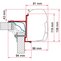 Fiamma Kit Laika Ecovip Bürstner Hobby Markisenadapter für Fiamma F45 - Markisenadapter EAN:8004815133016