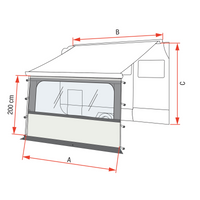 Fiamma Blocker Pro Vorderwand mit großem Fenster 375 - Markisenzelte & Wände EAN:8004815384593