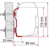 Fiamma Hymer ab 2016 Markisenadapter für Fiamma F45 300 cm - Markisenadapter EAN:8004815399467