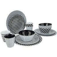 Bo-Camp Tableware Mix and Match Essgeschirr 16 teilig schwarz/weiß - Kunststoff und Melamin Geschirr-Sets EAN:8712013813844